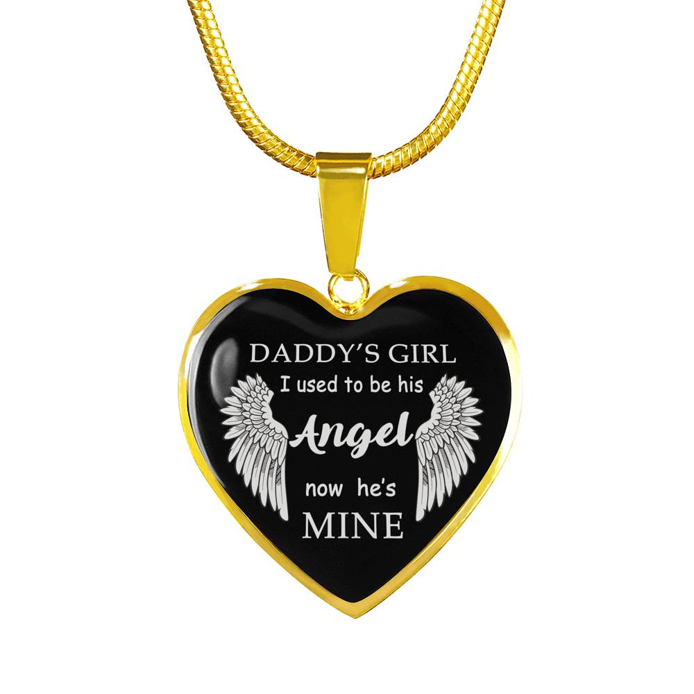 Happy Birthday Gifts For Dad - Daddy's Girl Angel Quote Heart Pendant Necklace Silver Gold