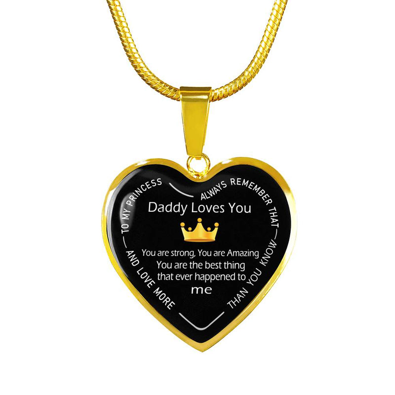 Daughter Birthday Gifts To My Princess Daddy Loves You Daughter Necklace Silver Gold  - Fashion Jewelry for Women - Anniversary Present for Little Girls, Wife, Aunt, Nana, Mum