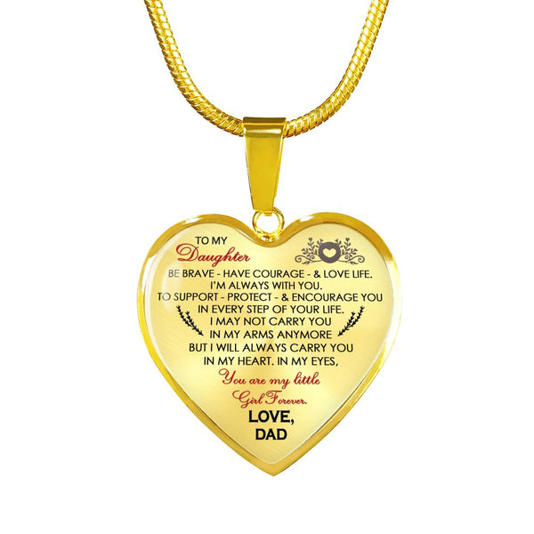 CHISIDE Daughter Heart Pendant You Are My Little Girl Forever Necklalce From Dad - Father And Daughter Necklaces - Christmas Birthday Gifts for Little Girl, Child