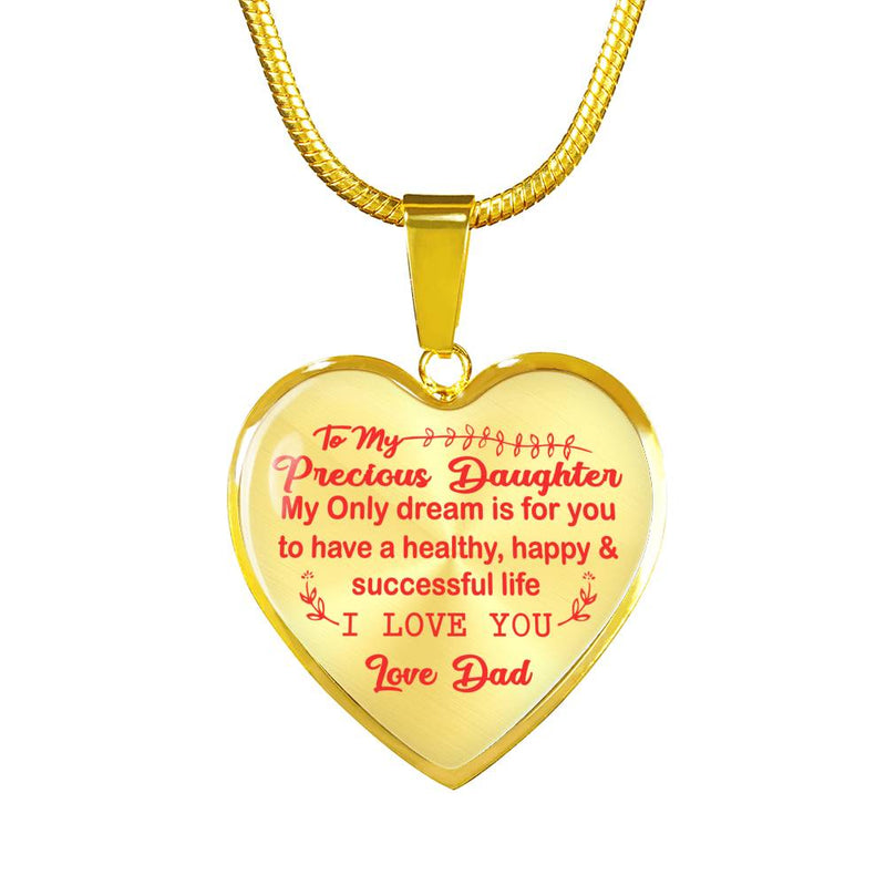 To My Precious Daughter Heart Pendant From Dad Godfather - Happy Christmas Gifts For Little Girl - Birthday Gag Present For Child Kid