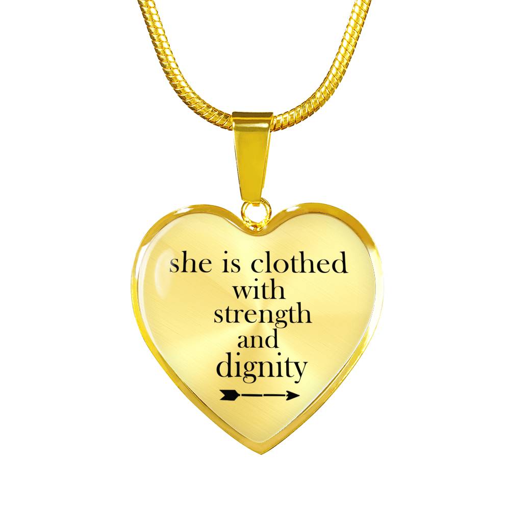 Strength And Dignity Pendant Necklace Silver Plated - Happy Birthday Gifts for Women - Fun Presents for Mothers Sisters Girlfriends Grandma