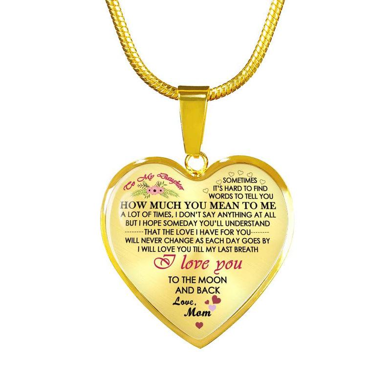CHISIDE Mom To My Daughter Pendant Necklace Chain - I Love You To The Moon And Back Jewelry Mother And Child Necklaces - Anniversary Birthday Gifts For Little Girl, Kids