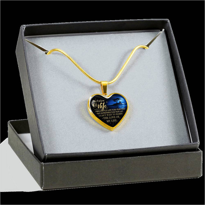 My Future Wife Heart Pendant Necklace Chain - Husband To My Wife Quotes Jewelry, The Love Of The Life Anniversary Gifts For Her On Birthday Christmas Valentine's Day