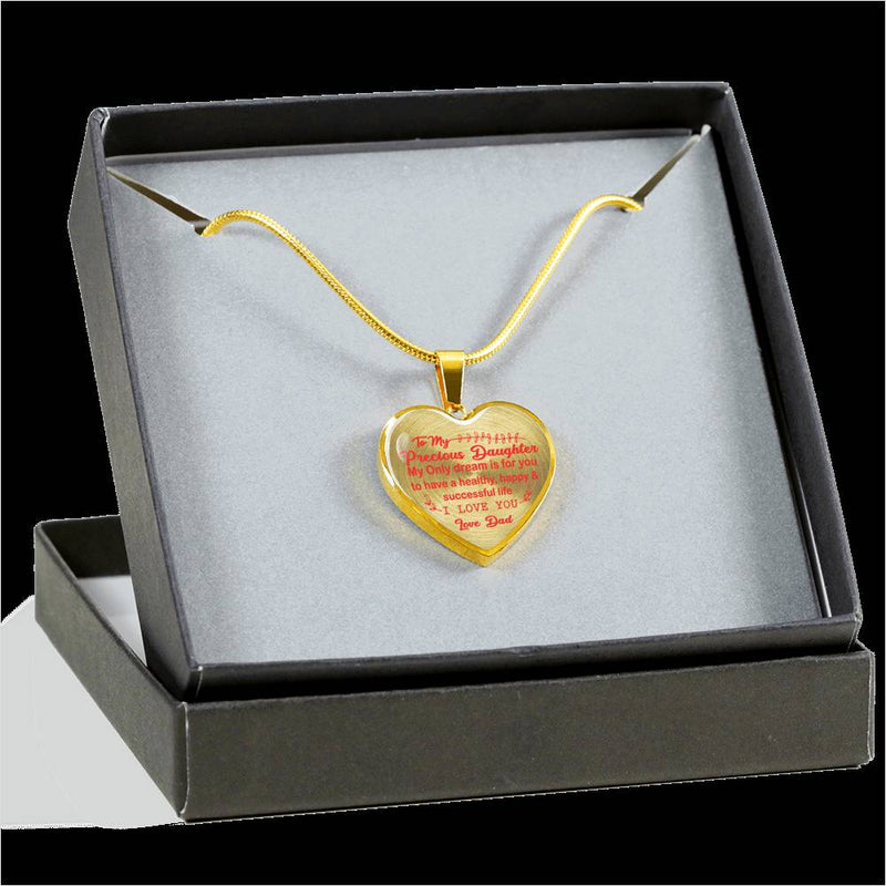 To My Precious Daughter Heart Pendant From Dad Godfather - Happy Christmas Gifts For Little Girl - Birthday Gag Present For Child Kid