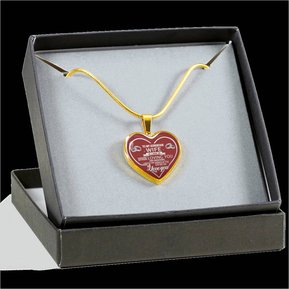 To My Wife Pendants Inspirational From Husband I Love You Quote Red Heart Pendant Necklace - Christmas Presents for Her - Anniversary Birthday Gifts for Fiancee Girlfriend