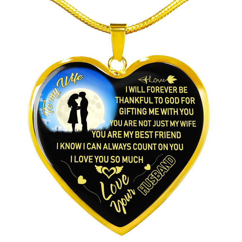 Husband To My Wife Pendant Necklace Gifts - I Love You So Much Quotes Necklaces