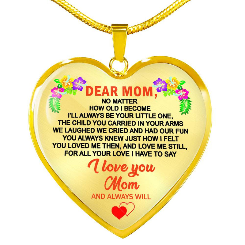 I Love You Mom Pendant Necklace Stainless Steel I Will Always Be Your Little Boy