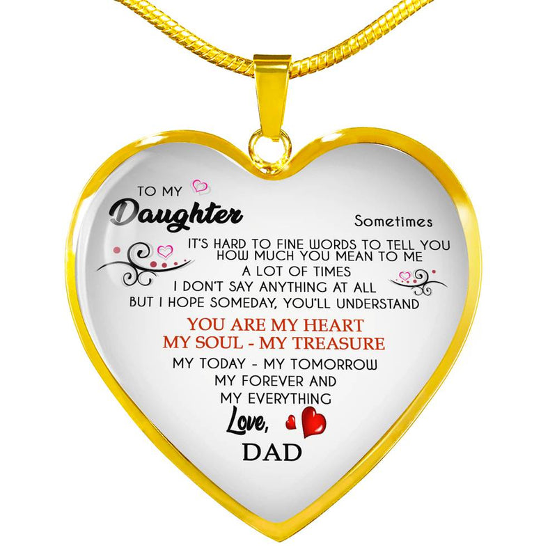 Daughter Necklace Pendant You Are My Heart Necklaces From Dad Father - Perfect Christmas Birthday Gifts For Teen Girl, Little Girl