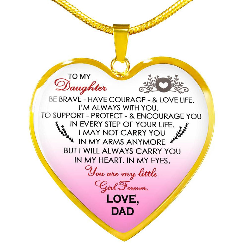 Father Daughter Pendant Necklace Custom - You Are My Little Girl Forever Necklaces Chain From Dad - Birthday Xmas Gifs For Child