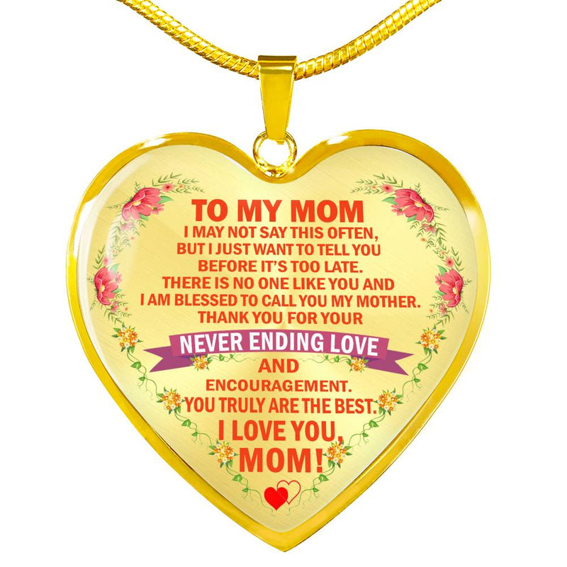 Mom Pendant Necklace Never Ending Love Necklace Custom Anniversary Birthday Gifts For Mothers Mama Mommy
