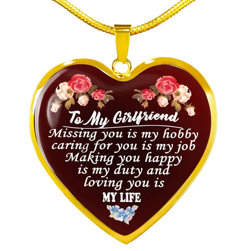 Girlfriend Pendant Necklace Custom - Loving You My Life Quotes Necklaces Custom