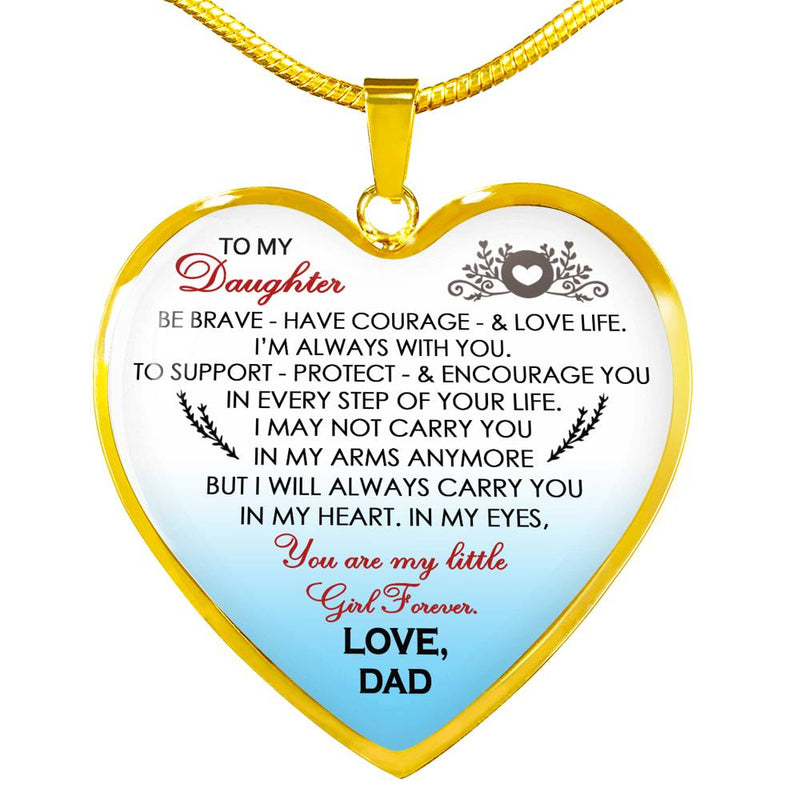 To My Daughter Love Dad Heart Pendant Necklace - Father And Daughter Necklaces