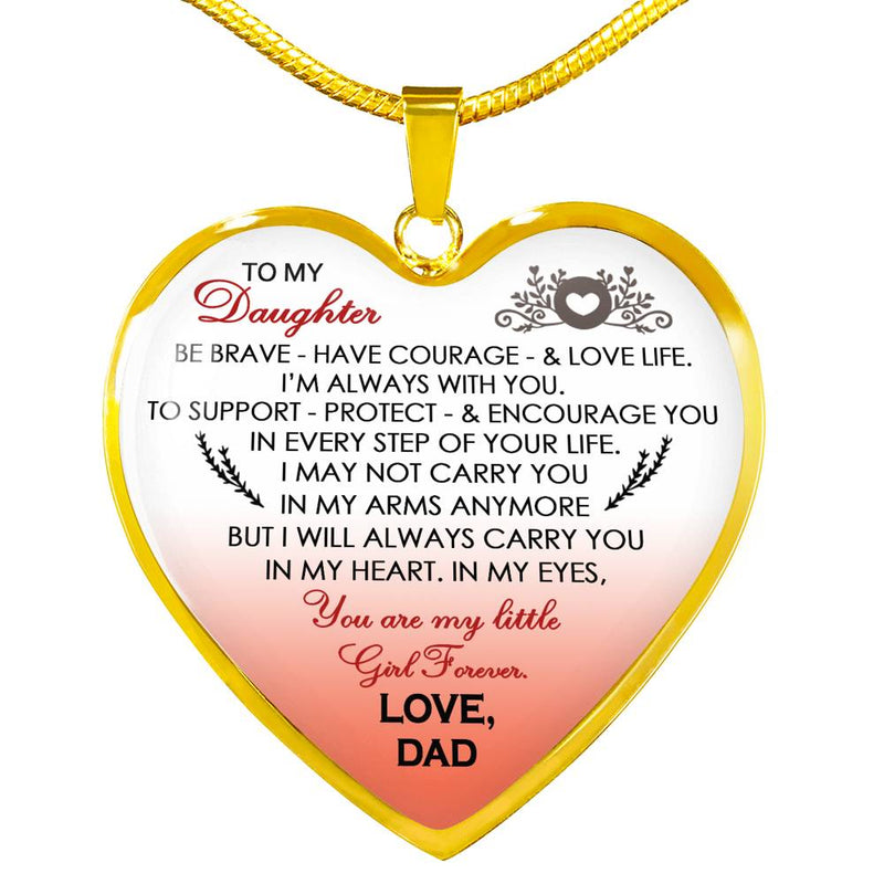 Dad To My Daughter Heart Pendant Inspirational - Daughter Quotes Christmas Birthday Gag For Little Girl
