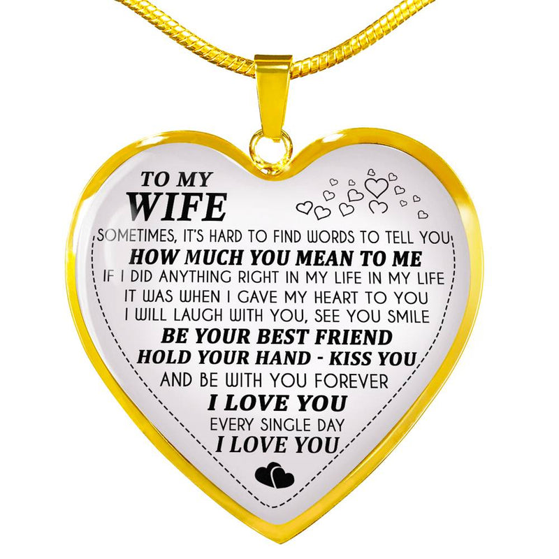 To My Wife Love Your Husband And Wife Necklace Heart Pendant Silver Gold Plated