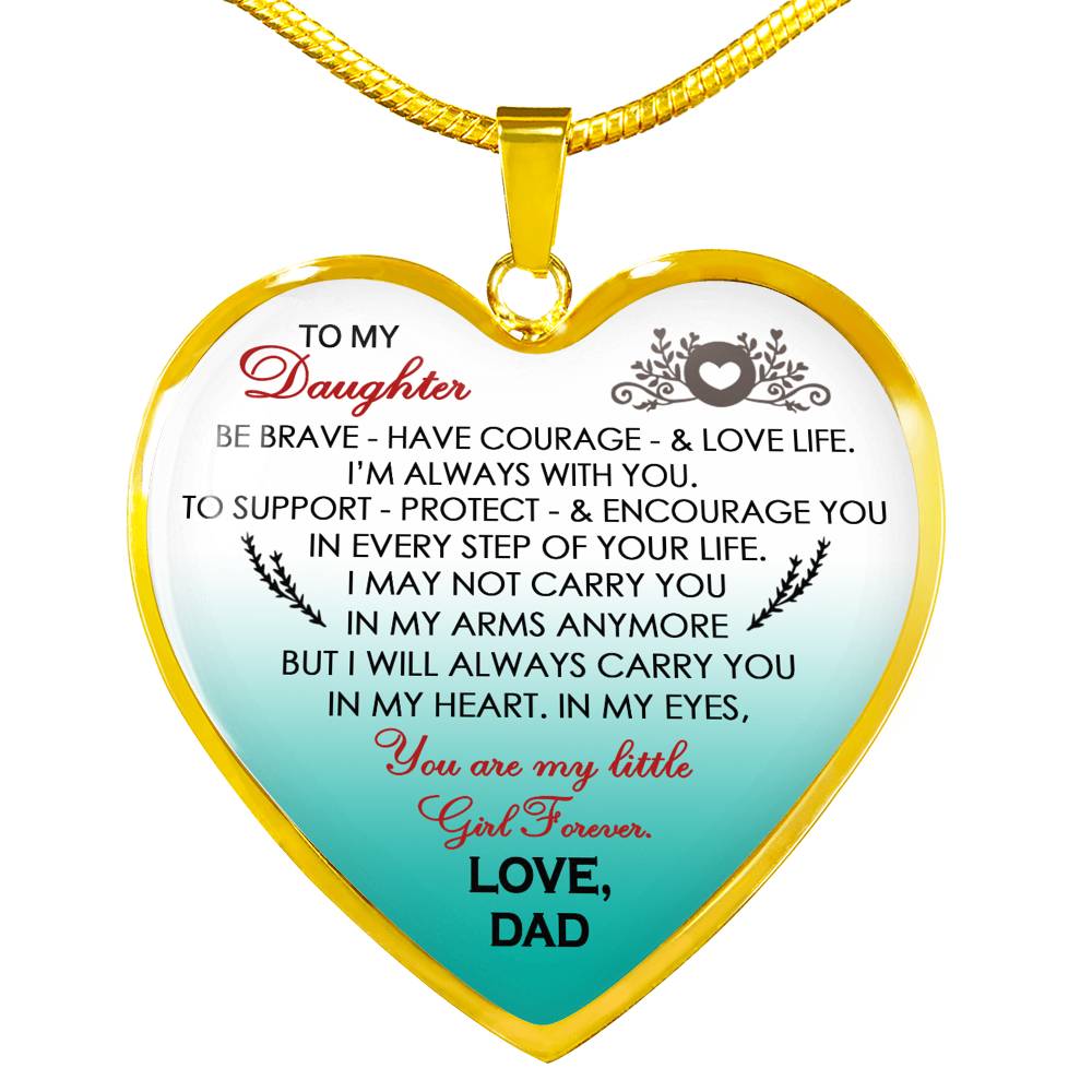 Father To My Daughter Heart Pendant I Will Always Carry You In My Heart Eyes Necklace Gifts For Little Girl