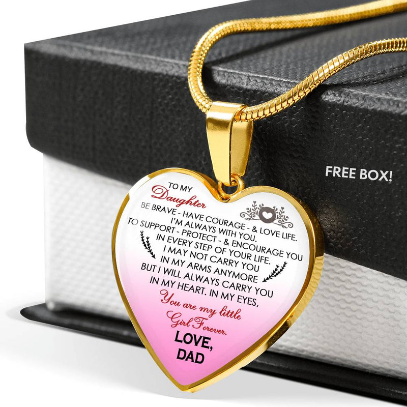 Father Daughter Pendant Necklace Custom - You Are My Little Girl Forever Necklaces Chain From Dad - Birthday Xmas Gifs For Child