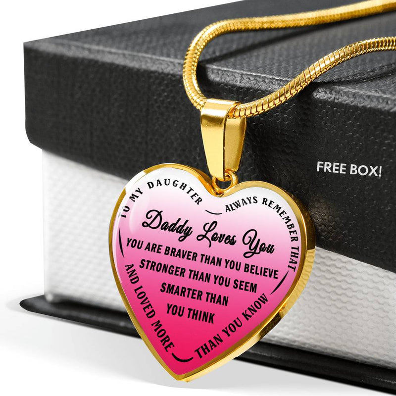 Daddy Loves You Pendant Necklace Silver/Gold - Father And Daughter Necklace Gift