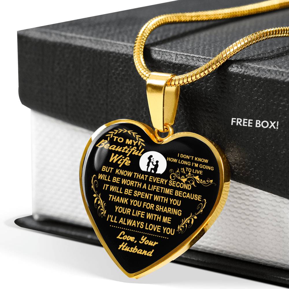 To My Beautiful Wife Silver/Gold Necklace Custom Valentine Gift From Husband