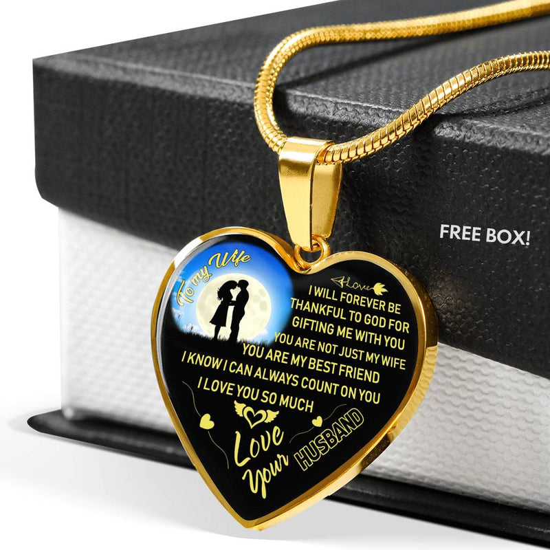 Husband To My Wife Pendant Necklace Gifts - I Love You So Much Quotes Necklaces
