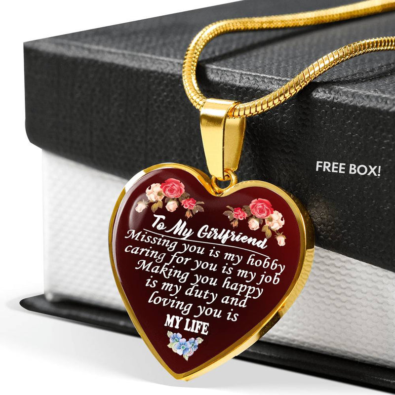 Girlfriend Pendant Necklace Custom - Loving You My Life Quotes Necklaces Custom