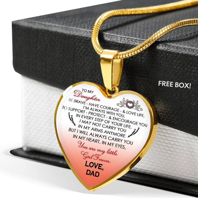Dad To My Daughter Heart Pendant Inspirational - Daughter Quotes Christmas Birthday Gag For Little Girl