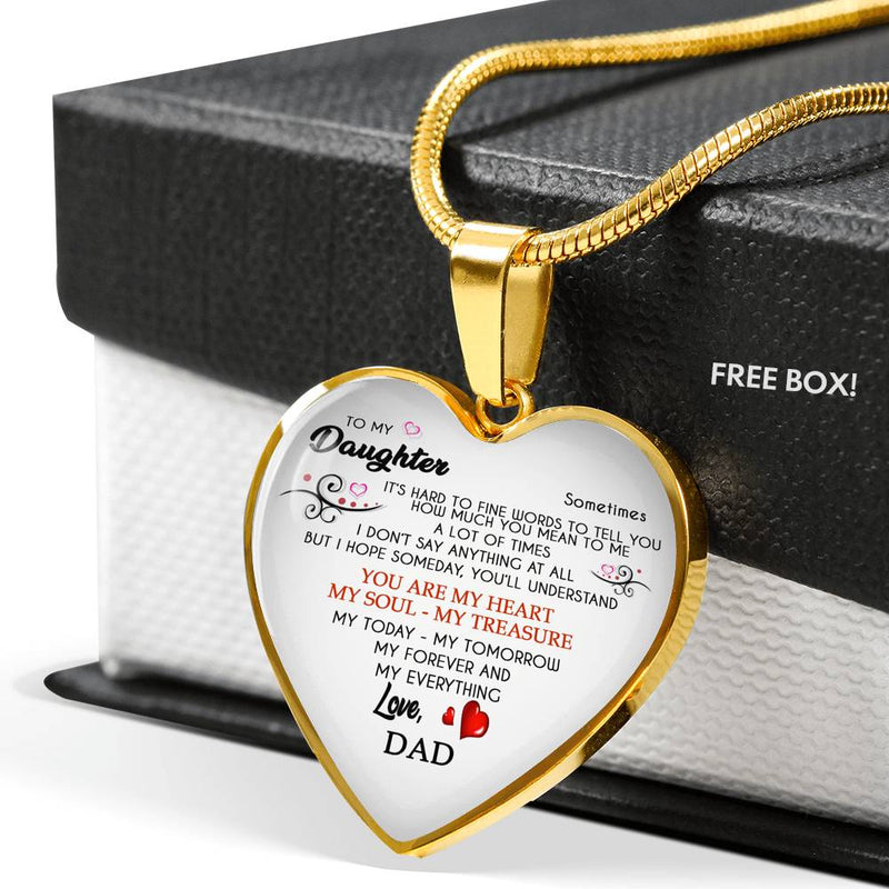 Daughter Necklace Pendant You Are My Heart Necklaces From Dad Father - Perfect Christmas Birthday Gifts For Teen Girl, Little Girl