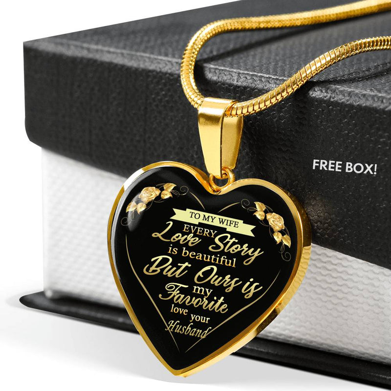 Every Love Story Beautiful Heart Pendant Necklace Custom - To My Wife From Husband Valentine Birthday Gag Gifts For Wife Fiancee Girlfriend