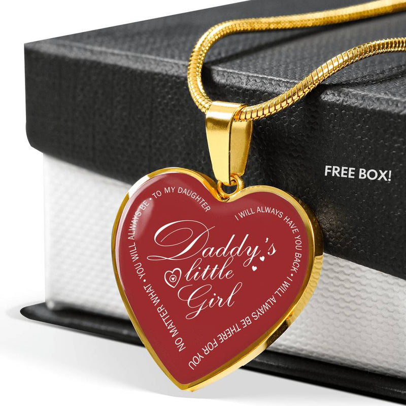 To My Daughter Heart Pendant Necklace Custom - Daddy's Little Girl Necklaces