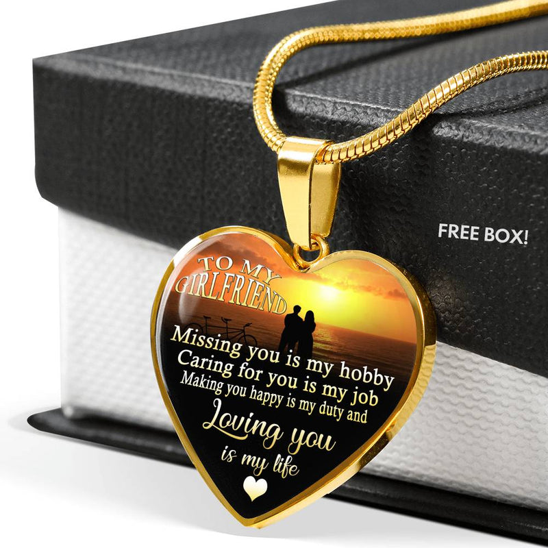 To My Girlfriend Pendant Necklace Custom - Missing You My Hobby Valentine Gifts