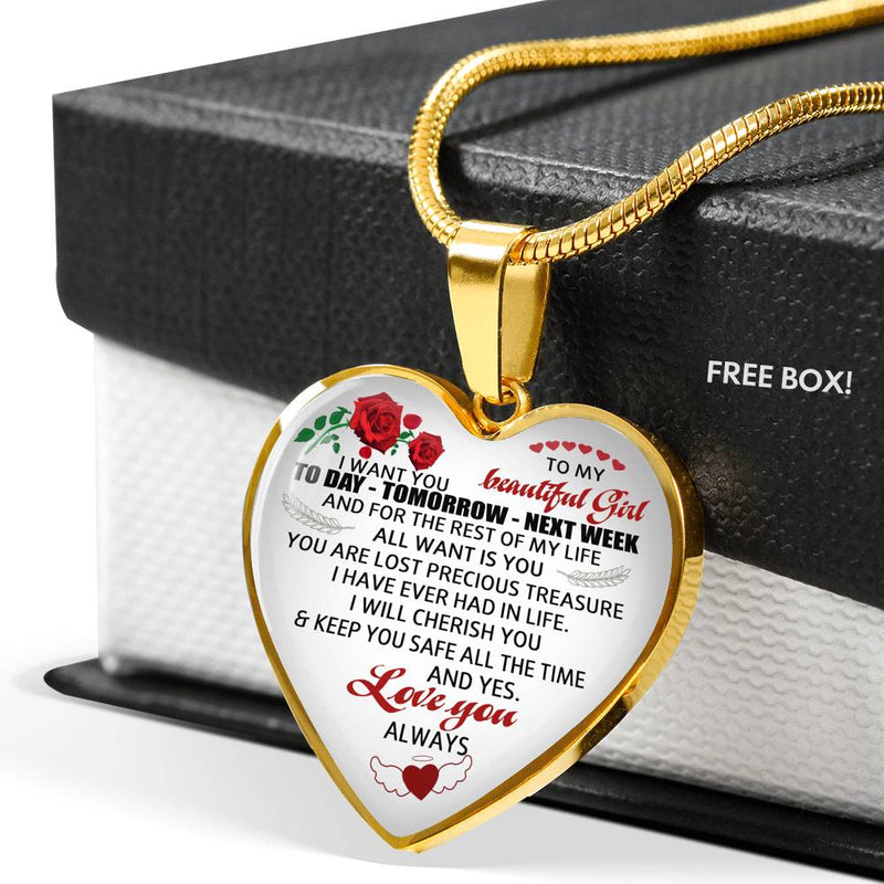 To My Beautiful Girl Necklace Pendant Custom For Women - Valentine Gift For Her