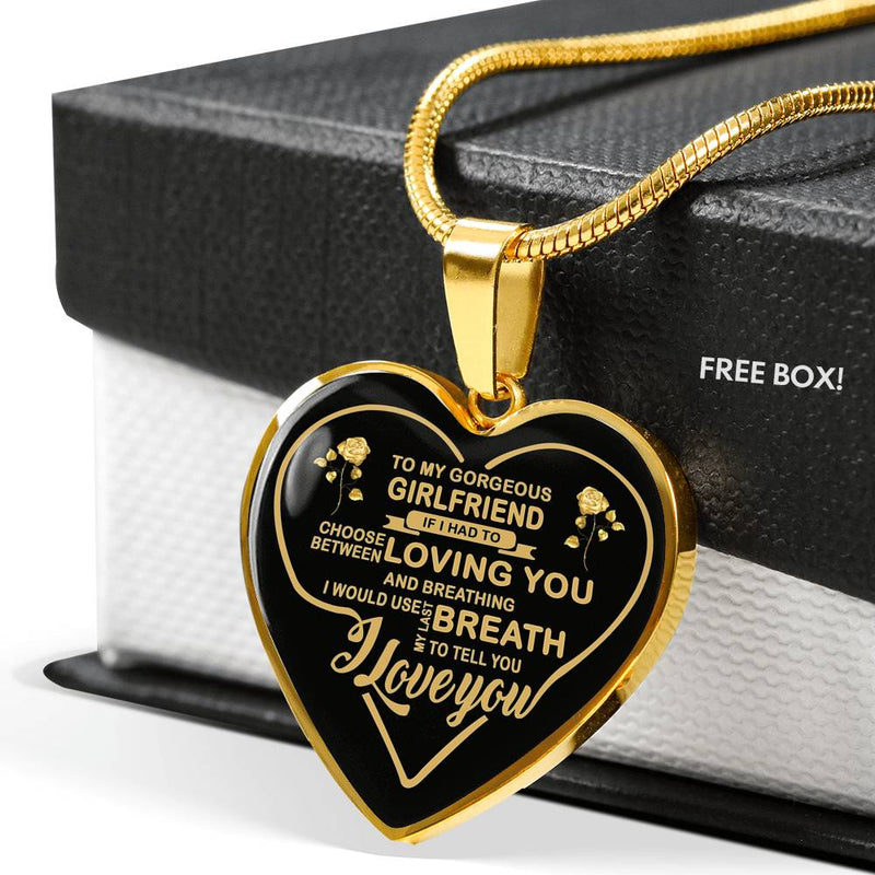 Girlfriend I Love You Quote Heart Pendant Necklace Custom Gifts From Boyfriend