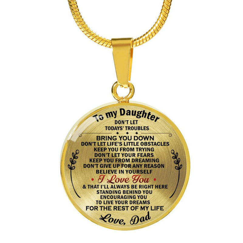 Father Daughter Necklace Custom - I Love You Pendant Chains From Dad - Love My Daughter Necklace Silver/Gold - Personalized Birthday Gifts For Daughter, Little Girl