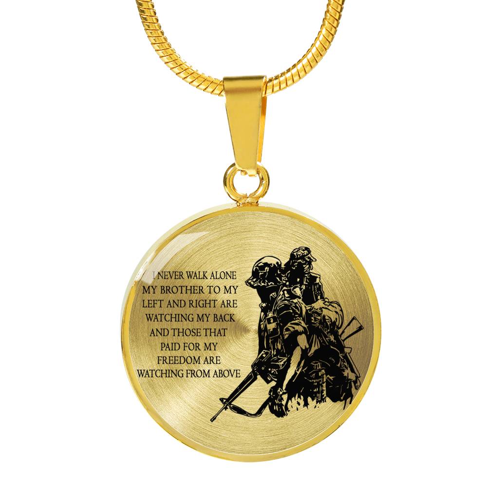 My Brother Necklace I Never Walk Alone Brothers Jewelry - Birthday Gift Ideas for Brothers Friend - Army Presents for Men Boys
