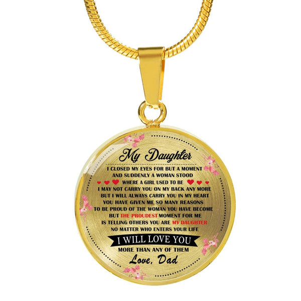CHISIDE I Will Love You Daughter Necklace Custom - Dad And Daughter Pendant Inspirational - Personalized Birthday Gift for Daughter, Little Girls From Father, Daddy, Godfather