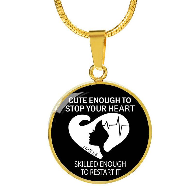 Cute Nurse Circle Gold necklace