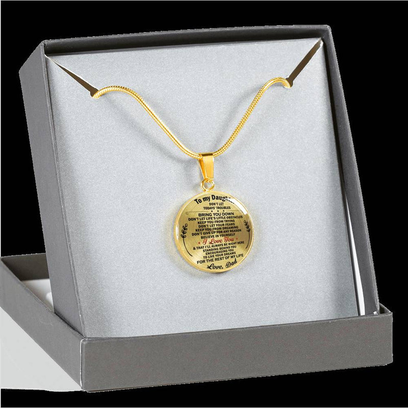 Father Daughter Necklace Custom - I Love You Pendant Chains From Dad - Love My Daughter Necklace Silver/Gold - Personalized Birthday Gifts For Daughter, Little Girl