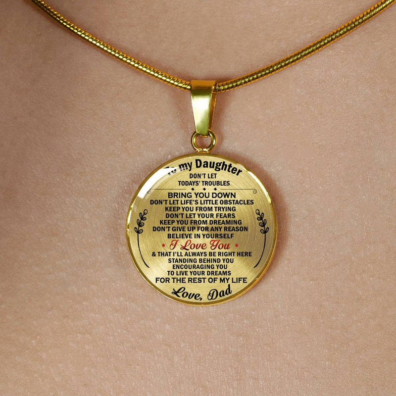 Father Daughter Necklace Custom - I Love You Pendant Chains From Dad - Love My Daughter Necklace Silver/Gold - Personalized Birthday Gifts For Daughter, Little Girl