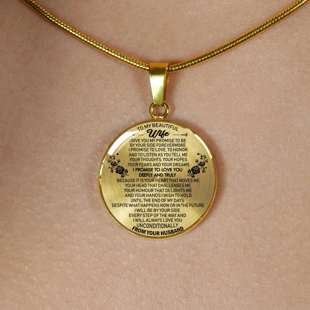 To My Beautiful Wife Pendant Necklace Custom From Husband - I Give Me My Promise Jewelry Birthday Gag Gifts For Your Love, Fiancee