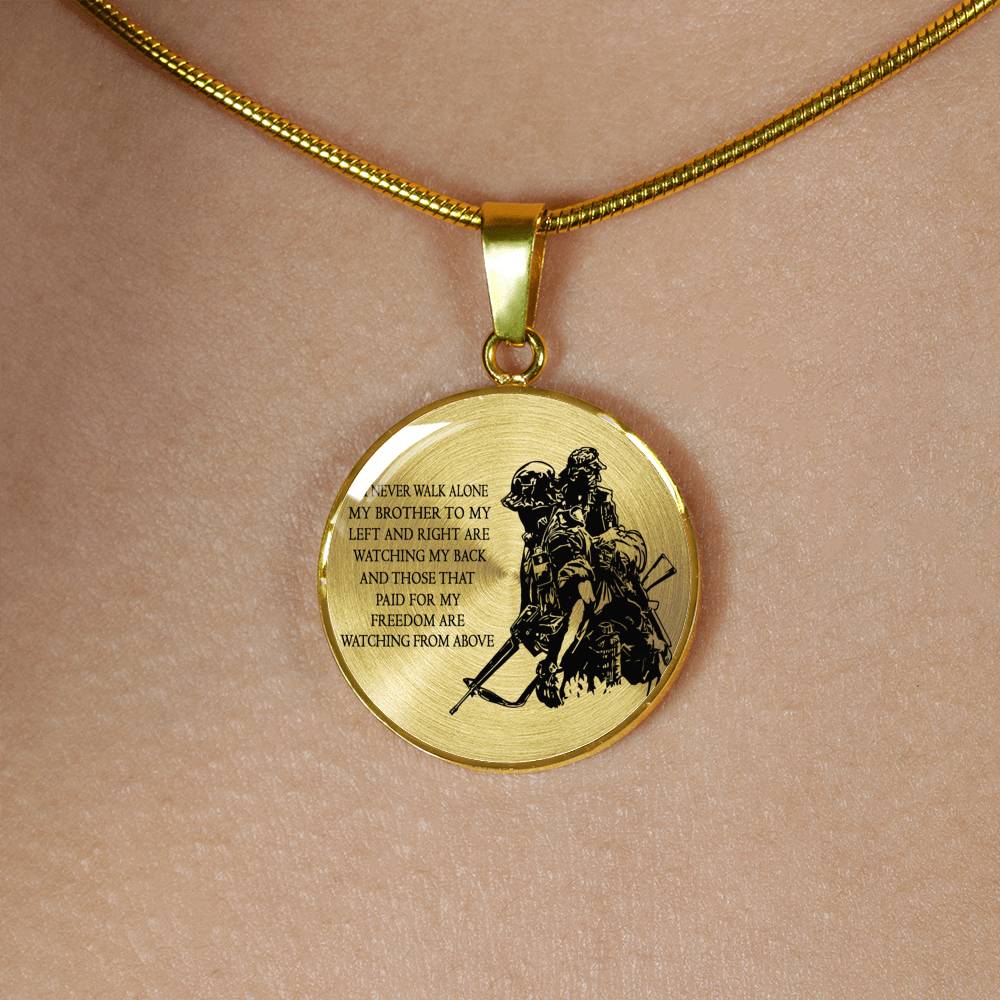 My Brother Necklace I Never Walk Alone Brothers Jewelry - Birthday Gift Ideas for Brothers Friend - Army Presents for Men Boys