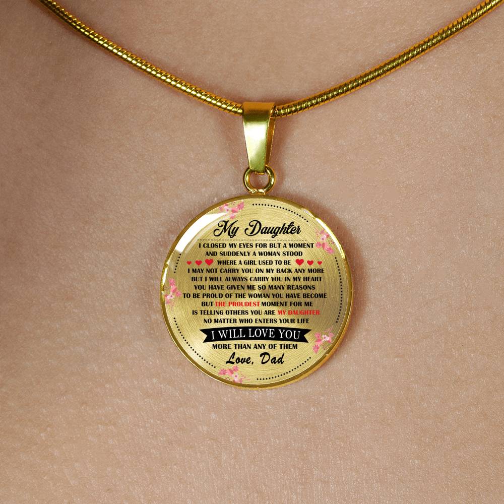 CHISIDE I Will Love You Daughter Necklace Custom - Dad And Daughter Pendant Inspirational - Personalized Birthday Gift for Daughter, Little Girls From Father, Daddy, Godfather