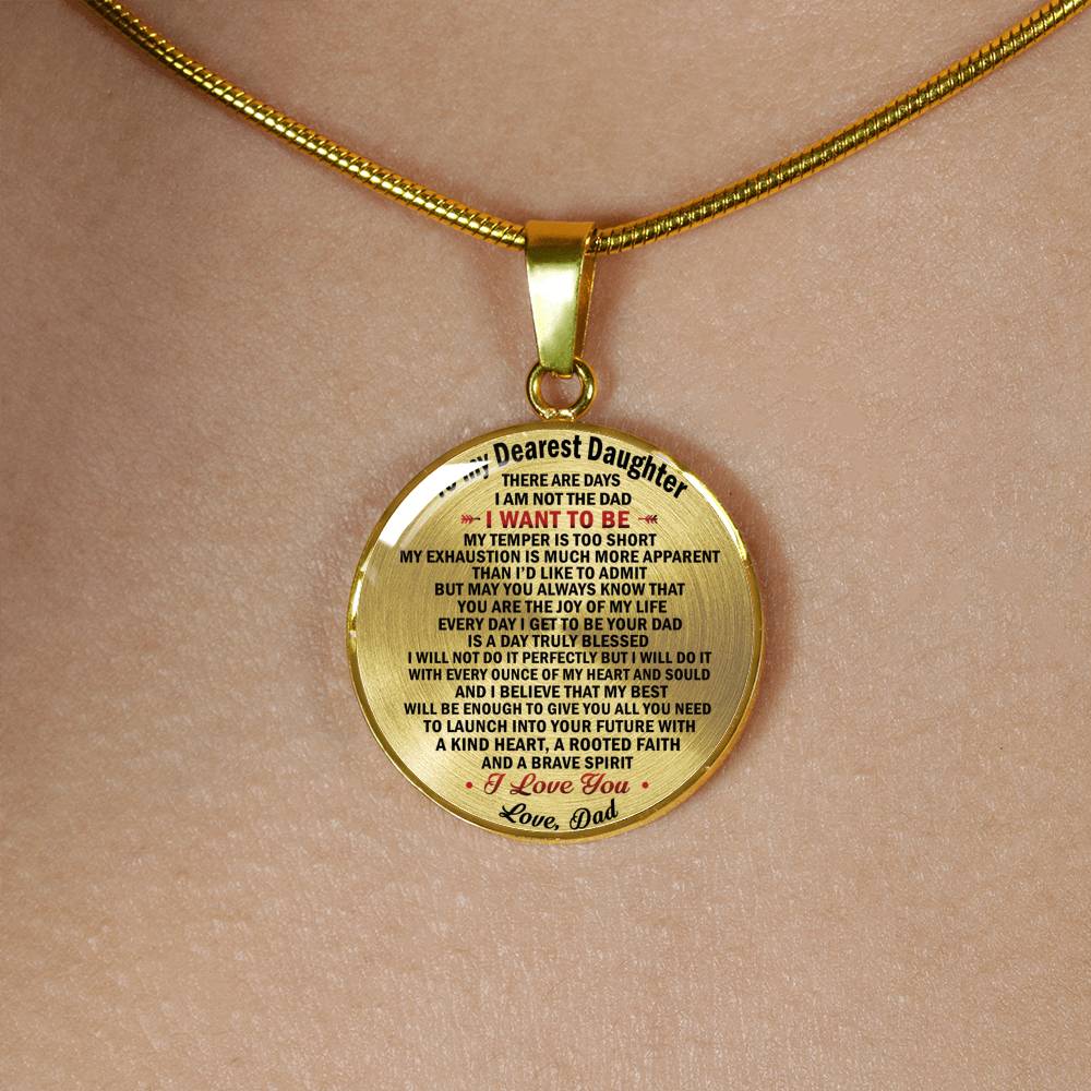 Father Daughter Necklace  for Women - I Love You Quotes Necklace for Daughters Jewelry Pendant Chain From Dad - Personalized Birthday Gag Gift for Daughters, Little Girls