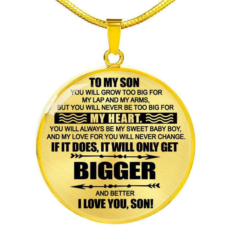 I Love You Son Circle Pendant Necklace Custom - Dad Mom To My Son Necklaces Anniversary Christmas Birthday Gag Gifts For Little Boy
