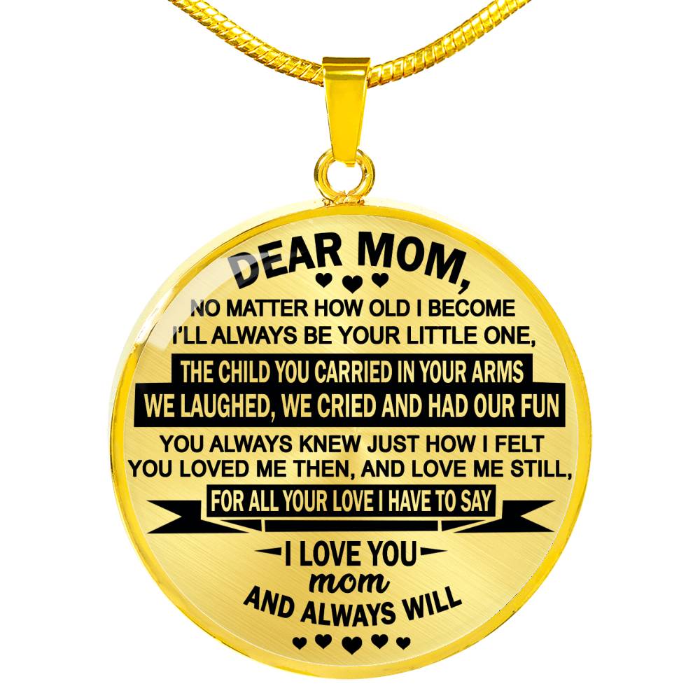 Dear Mom Circle Pendant Necklace Custom - Best Gift For Mother Mommy Mama From Daughter Son On Xmas Birthday