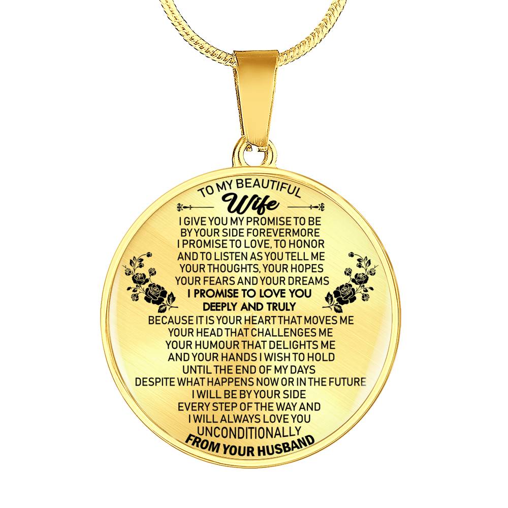 To My Beautiful Wife Pendant Necklace Custom From Husband - I Give Me My Promise Jewelry Birthday Gag Gifts For Your Love, Fiancee
