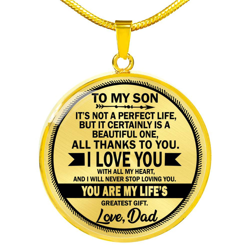 Son Pendant Necklace You Are My Life Quotes From Dad - Father And Child Necklaces Chain Unique Birthday Xmas Gift For Little Boy