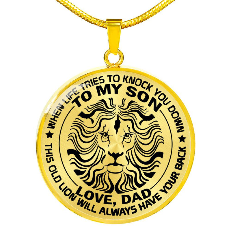 Son Pendant Necklace This Old Lion Will Always Have Your Back - Dad And Son Necklaces Custom - Anniversary Christmas Birthday Gifts For Little Boy