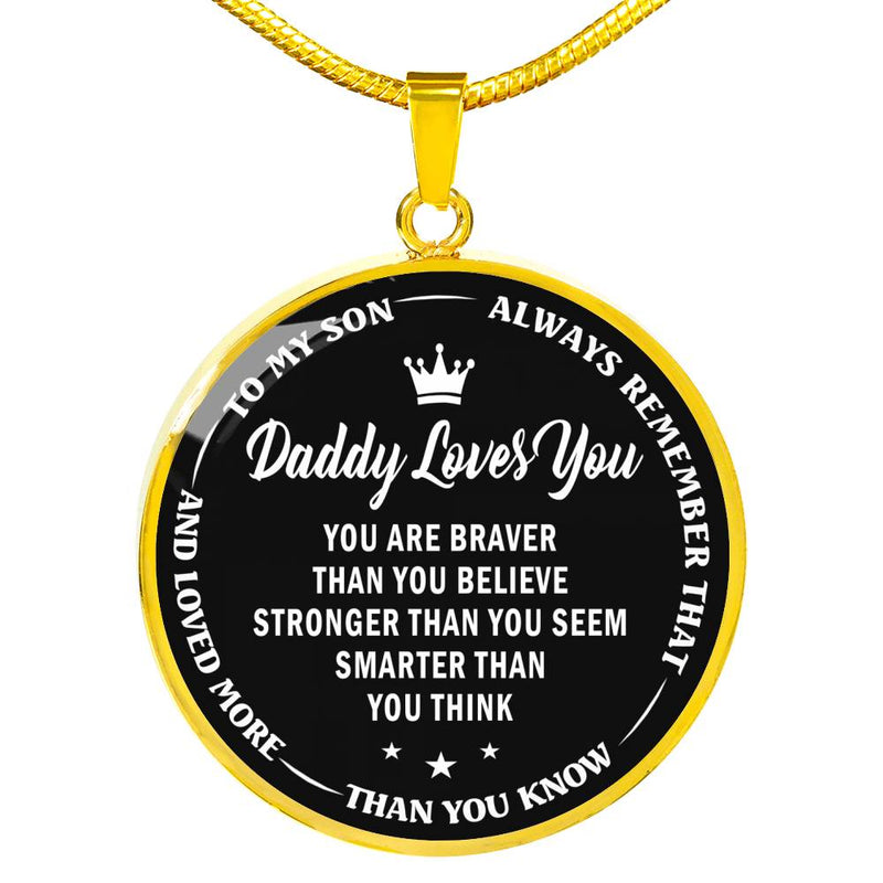To My Son Love More Than You Know Necklaces Silver Gold - Daddy And Son Circle Pendant Birthday Christmas Gifts For Little Boy