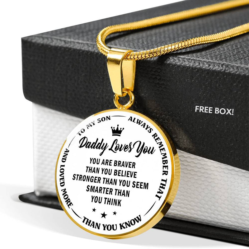 Daddy Loves You To My Son Pendant Necklace Custom -  Father And Son Necklaces Birthday Christmas Gifts For Little Boy
