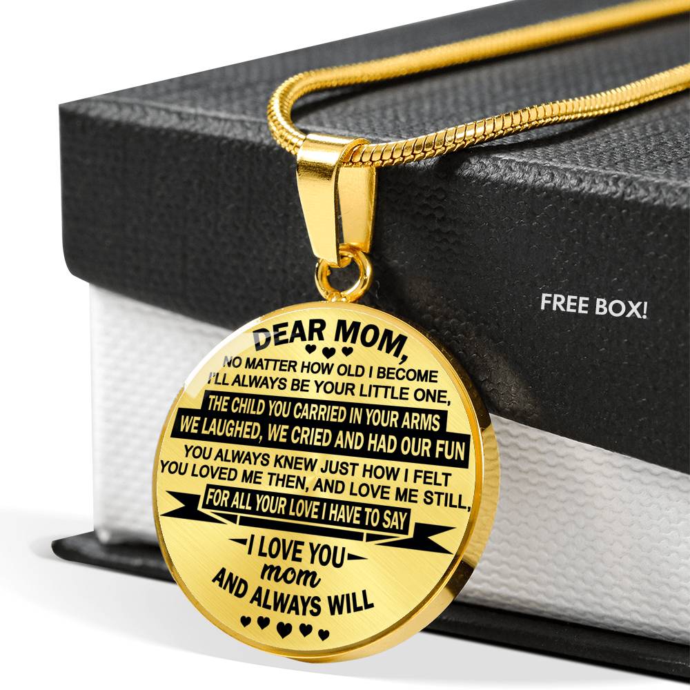 Dear Mom Circle Pendant Necklace Custom - Best Gift For Mother Mommy Mama From Daughter Son On Xmas Birthday