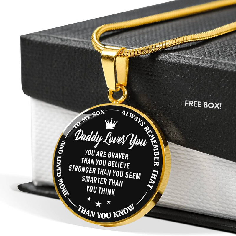 To My Son Love More Than You Know Necklaces Silver Gold - Daddy And Son Circle Pendant Birthday Christmas Gifts For Little Boy